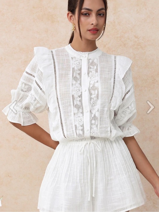 Chicwish Tops - Chicwish White Eyelet Lace Playsuit NWT L